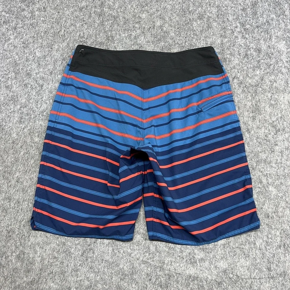 Patagonia Board Shorts Mens 30 Blue Stripe Drawstring Swim Trunks Quick Dry Surf